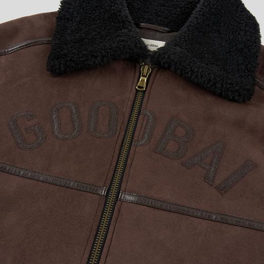 GOODBAI logo贴布绣带毛翻领oversize加厚外套 商品图3