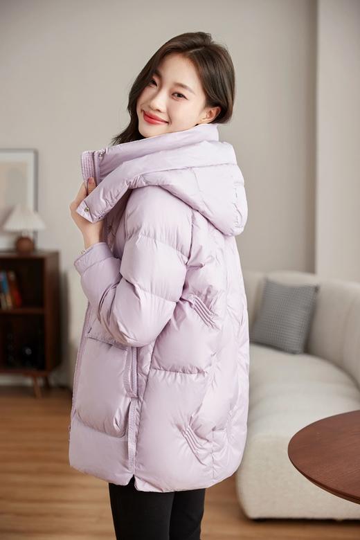 Le Malene 紫色连帽白鸭绒外套 19483 商品图6