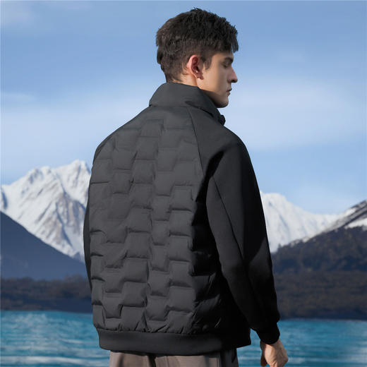 罗蒙秋冬保暖舒适鸭绒男士羽绒服时尚拼接连帽羽绒服男立领百搭男士外套 商品图2