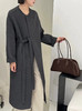 【YW】无忧购法式温柔圆领长款飘带一根绳双面羊毛大衣（截单后7天发货) 商品缩略图0