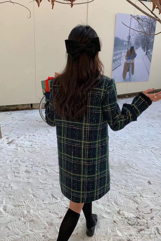 ANSUABEL 绿色圣诞主题时髦格纹连衣裙 19558 商品图6