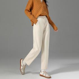 【高货xg】全新升级【铂金会员165/天猫219/差价54】(14954) 洛诗琳九分羊毛裤女2024冬季新款休闲百搭时髦宽腿镰刀裤