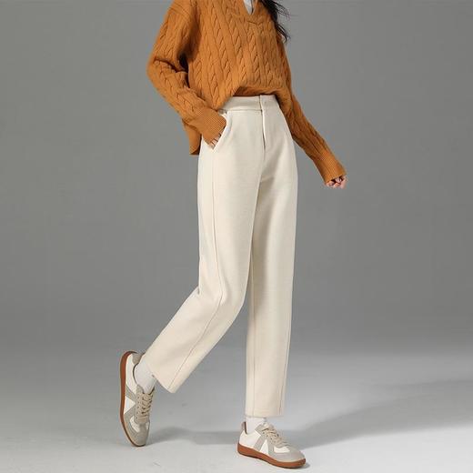 【高货xg】全新升级【铂金会员165/天猫219/差价54】(14954) 洛诗琳九分羊毛裤女2024冬季新款休闲百搭时髦宽腿镰刀裤 商品图0