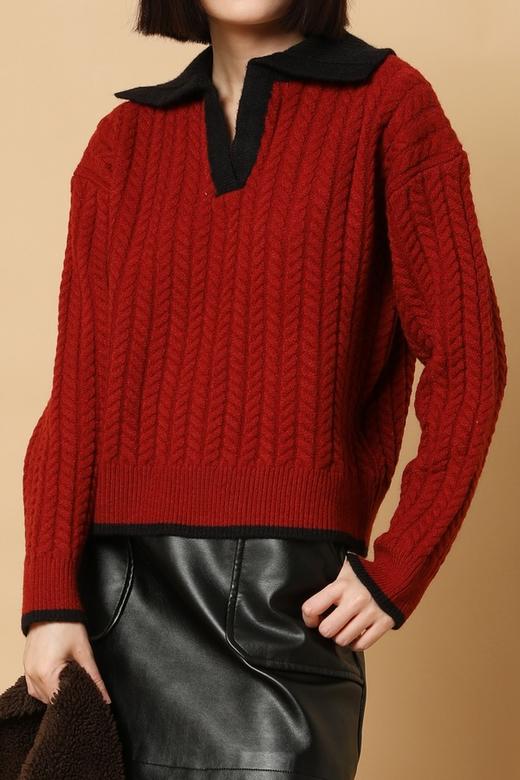 Stay2Weeks 宽松麻花翻领针织上衣 15229 商品图3