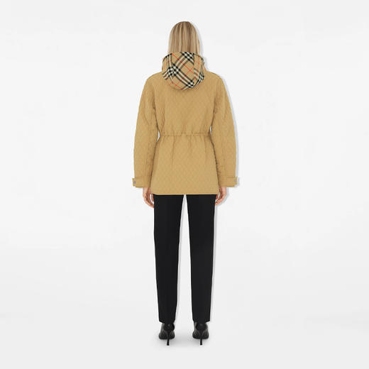 【一】BURBERRY 巴宝莉 女士格纹连帽绗缝尼龙外套棉服 驼色 8093877 B8626 商品图3