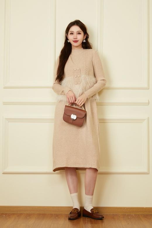 ELLA JADE 气质毛绒马甲连衣裙针织套装 19506 商品图2