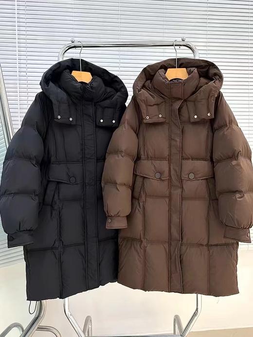 【YW】无忧购韩版宽松百搭连帽过膝长款大口袋羽绒服24023# 商品图6