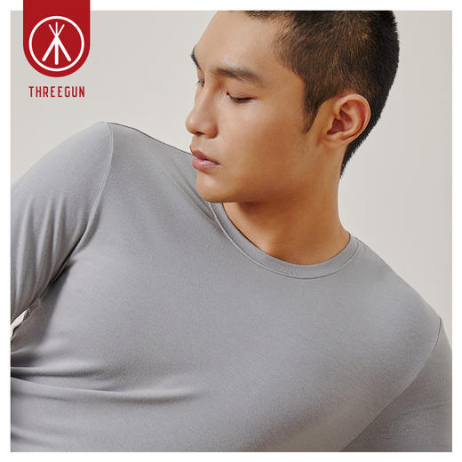Threegun三枪 圆领男士长袖上衣打底衫-23627A911 商品图4