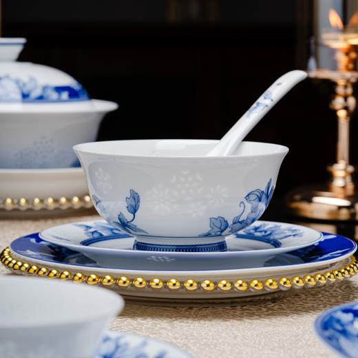 富玉 |   景德镇高温玲珑瓷餐具组合轻奢高级感青花玲珑清水芙蓉餐具 商品图3