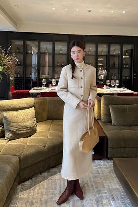 Le Malene 米白色知性优雅小香风外套半裙套装 19538