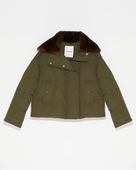 Yves Salomon - Down Jacket Technical Fabnc /Mink - Army Green - 女装 - 羽绒服 - 军绿色