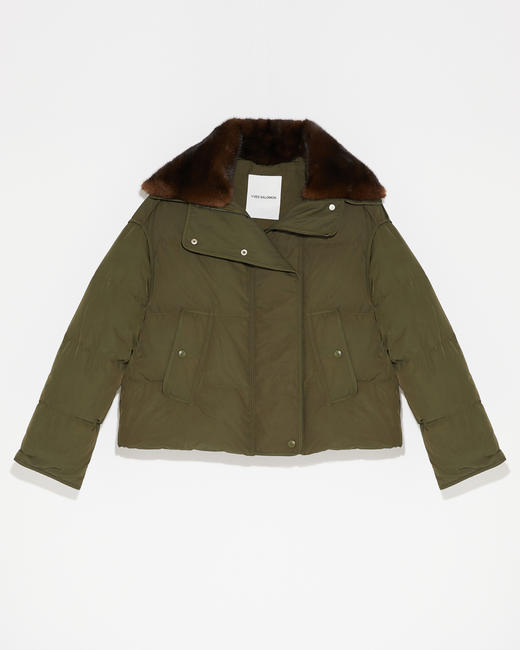 Yves Salomon - Down Jacket Technical Fabnc /Mink - Army Green - 女装 - 羽绒服 - 军绿色 商品图0