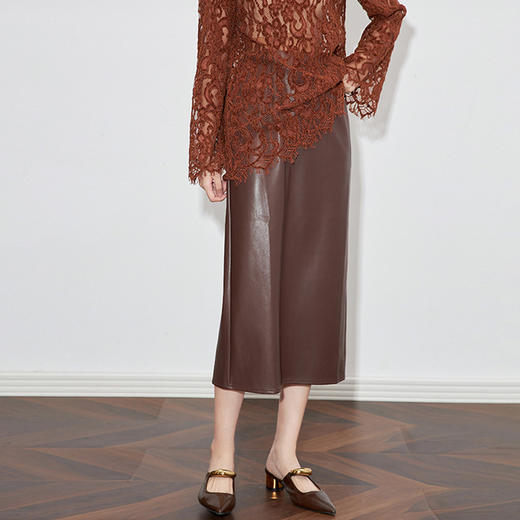 【高货wl】全新升级【铂金会员220/天猫289/差价69】(22334)直筒复古皮半身裙秋冬新款气质精致柔软蛋白PU皮裙 商品图1