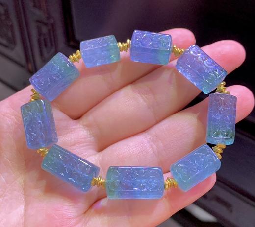 8mm-9mm单圈蓝紫回纹西瓜碧玺手链 商品图2