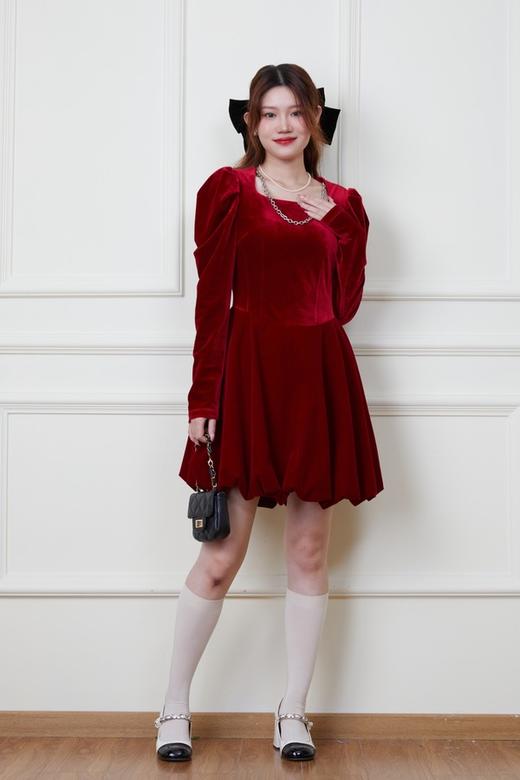 SIA SAYLOR 甜美可爱红色礼服款灯笼连衣裙 19523 商品图2