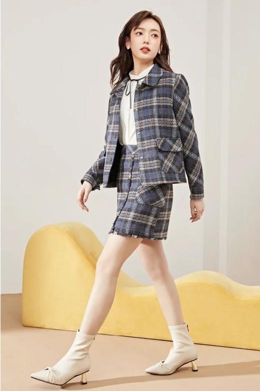 Rosel 格纹时髦外套半裙小香风套装 15157 商品图3