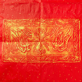 南北朝飞天砖拓红纸金拓