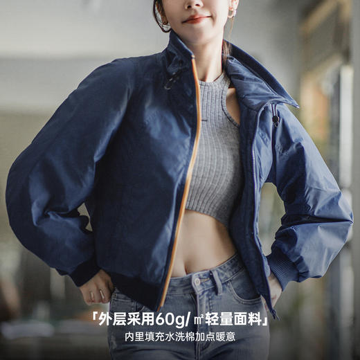 马登轻薄棉衣夹克美式棒球服夹棉收腰外套百搭加厚保暖棉衣秋冬女 商品图3