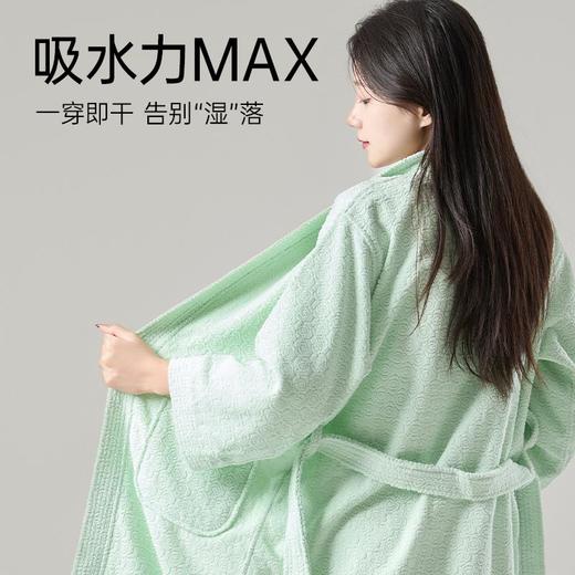 洁丽雅纯棉提花浴袍女速干全棉秋冬毛巾料浴衣可穿浴巾酒店睡袍男 商品图3