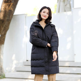 佐尔美冬季新款上新 经典气质带帽90绒黑色羽绒服女E34YY28