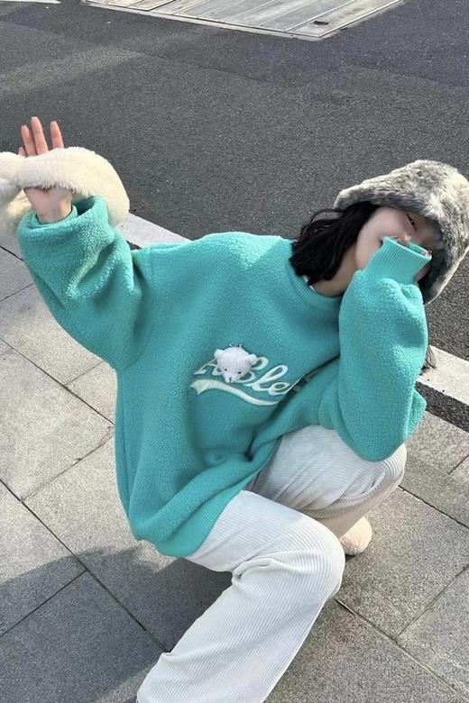 Stay2Weeks 糖果蓝绿色颗粒绒卫衣 15243 商品图0