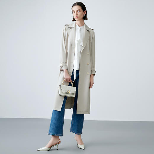 EITIE爱特爱春季新款修身气质风衣中长款纯色外套7704404 商品图1