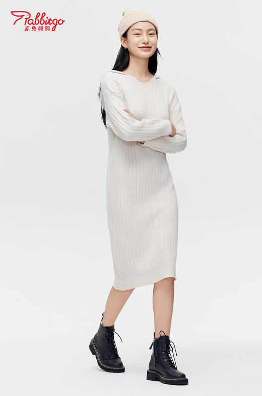 赤兔嗨购长袖针织衫连衣裙女秋冬2024新款配大衣宽松慵懒风长款内搭毛衣裙 商品图3