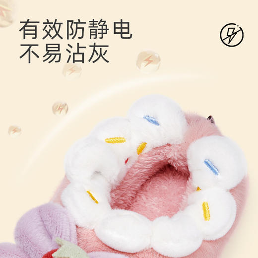 泰兰尼斯儿童冬季棉拖包跟室内鞋加绒保暖居家鞋草莓棉鞋女童拖鞋 T22X3D3052 商品图2