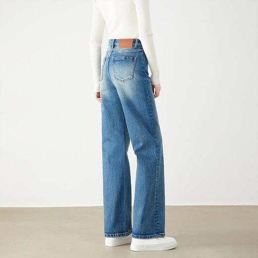 【自】全新升级【铂金会员183/天猫239/差价56】(12420) 洛诗琳新款重工高品质水洗做旧蓝色显瘦直筒阔腿长裤 商品图0