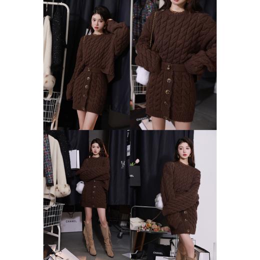 清仓捡漏  【凯尔特】套头毛衫+纽扣针织半身裙套装 LH230244   LH230243 商品图1