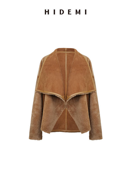 HIDEMI 西班牙进口皮毛一体正反双面穿多穿式设计感堆叠领皮草大衣外套 商品图8