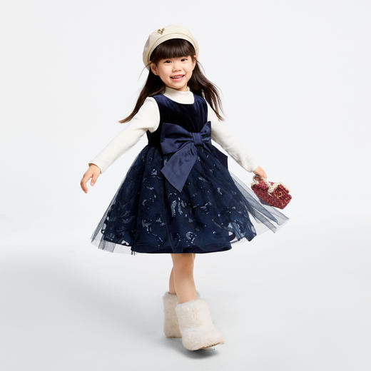 女童精致网纱丝绒裙冬季新款安奈儿童装实体店同款XG443759 商品图3