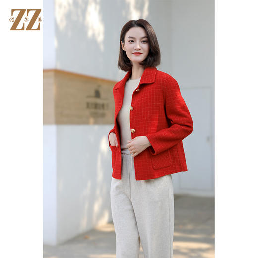 佐尔美冬季新款 气质短款小香风羊毛双面呢大衣外套女E34SM20 商品图3