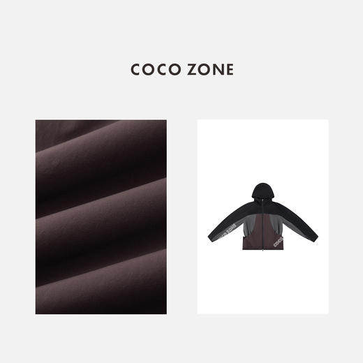 COCO ZONE 复古撞色连帽拉链外套户外休闲上衣CC1C2151 商品图2