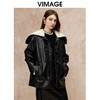 VIMAGE纬漫纪大翻领拼接休闲直筒外套冬新款V2203831 商品缩略图5