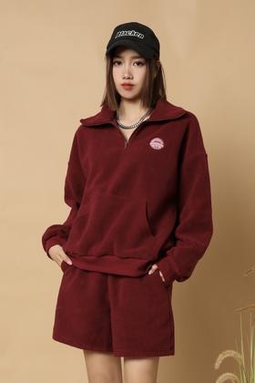 HAYES 枣红时髦颗粒绒套装 15275