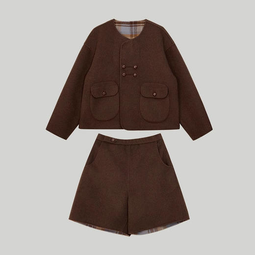 裁缝学苑AQ387双面呢两穿双排扣短款大衣短裤套装纸样女装样板 商品图5