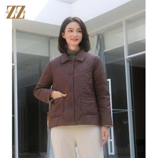 佐尔美冬季新款 短款减龄高级感菱形格90绒羽绒服女E34YY25 商品图3