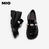 MIO米奥春季新品乐福鞋复古圆头闪钻粗跟百搭通勤黑色单鞋女M251532658 商品缩略图3