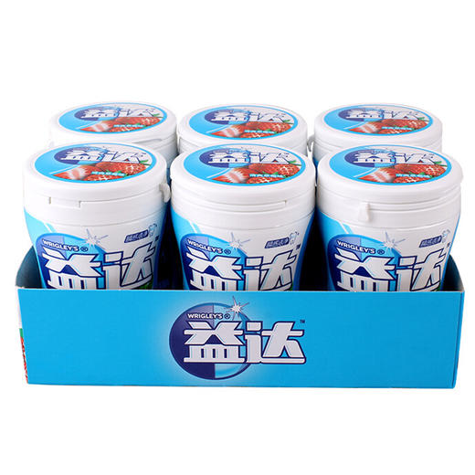 益达含木糖醇无糖口香糖清爽草莓味约40粒装56g*6瓶 商品图0