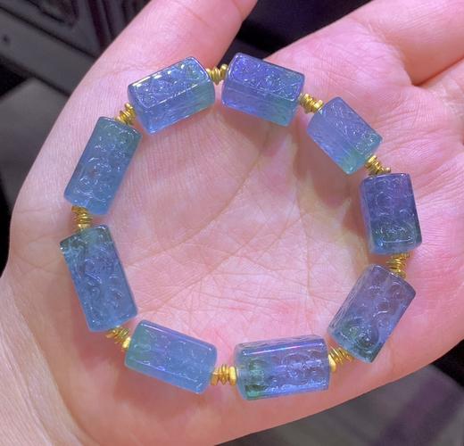 8mm-9mm单圈蓝紫回纹西瓜碧玺手链 商品图1