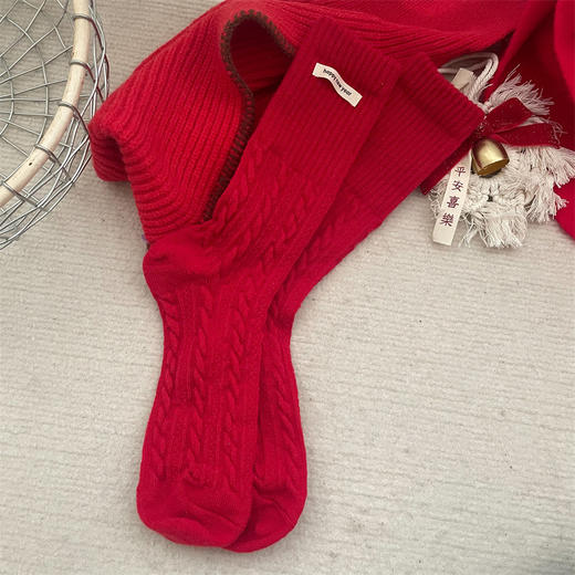 【新年到！本命年穿红袜】蛇年本命年红袜子女秋冬中筒新年袜羊绒女袜圣诞袜厚款堆堆袜可爱。ry 商品图6