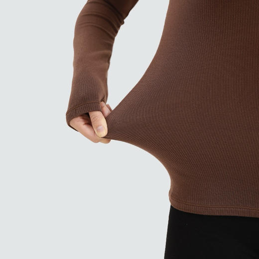 官网890！卡戴珊同款微卷半高领罗纹针织羊毛混纺打底衫女 单穿修身长袖上衣可外穿 商品图3