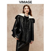 VIMAGE纬漫纪大翻领拼接休闲直筒外套冬新款V2203831 商品缩略图0