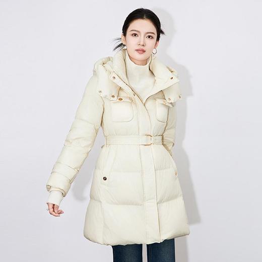 【高货wl】全新升级【铂金会员735/天猫999/差价264】(03208)洛诗琳新款保暖加厚连帽羽绒服高级感白鸭绒中长款外套 商品图0