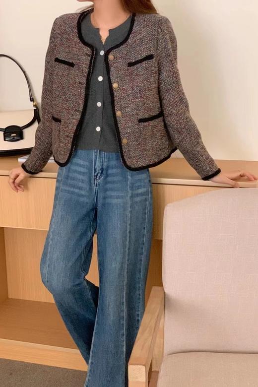 Le Malene 圆领粗花呢编织肌理感短款外套 19498 商品图0