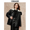 VIMAGE纬漫纪大翻领拼接休闲直筒外套冬新款V2203831 商品缩略图2