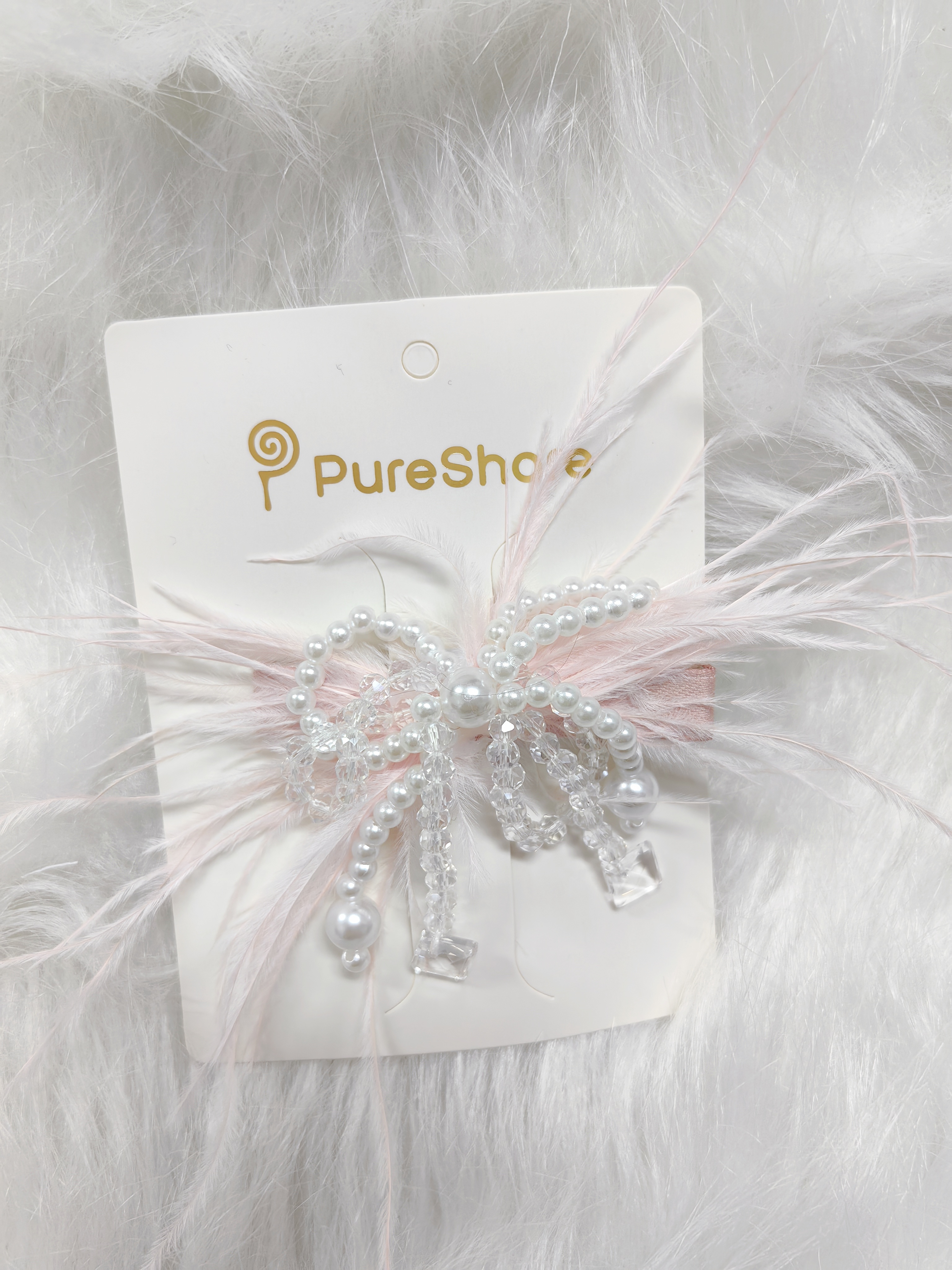 珍珠羽毛发夹
