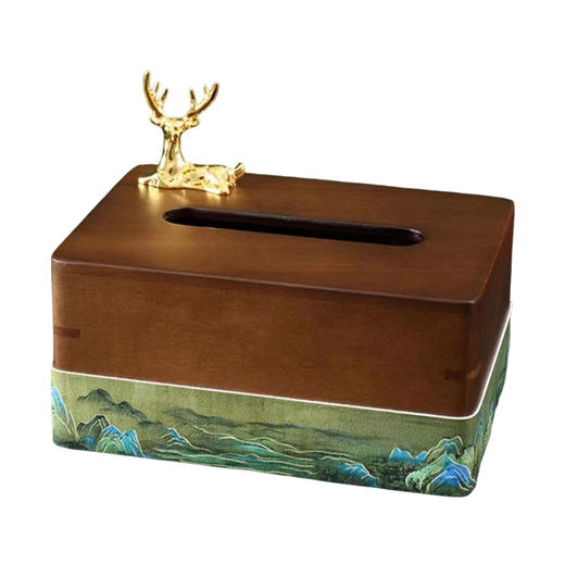 E-GSR-SN3012LV 千里江山卧鹿胡桃木纸巾盒 商品图0