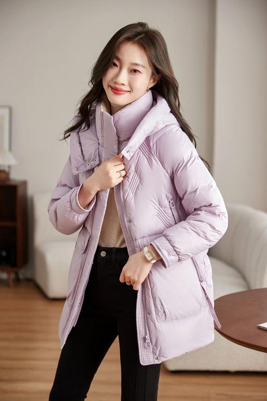 Le Malene 紫色连帽白鸭绒外套 19483 商品图4